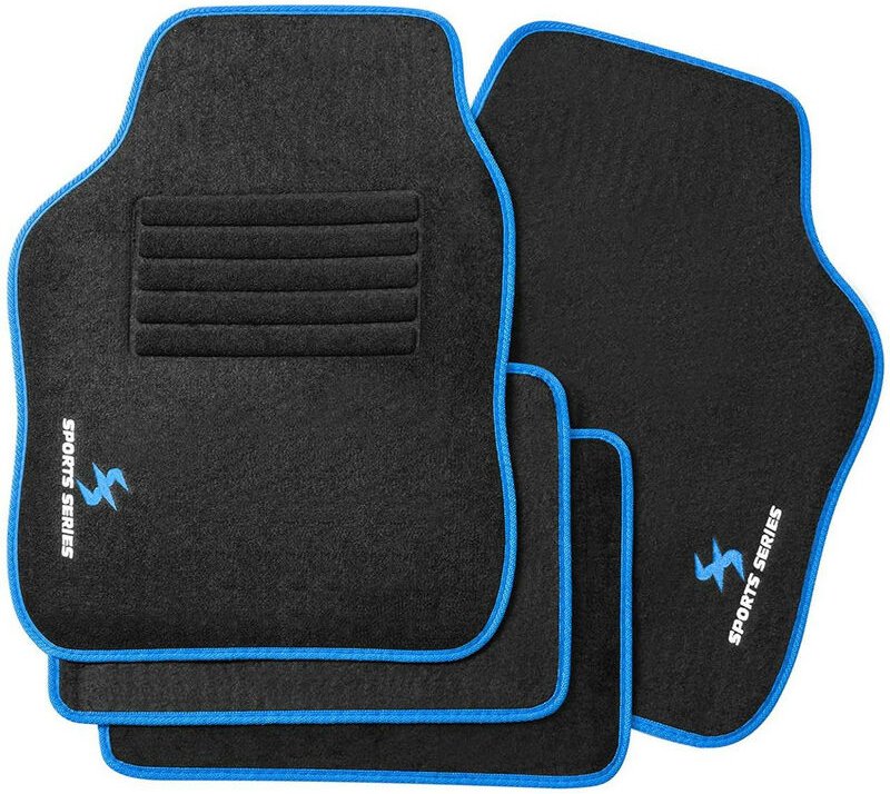 WOLTU Autofußmatten-Set mit 4 Matten Autoteppich Wasser rutschfeste Absatzschoner blau
