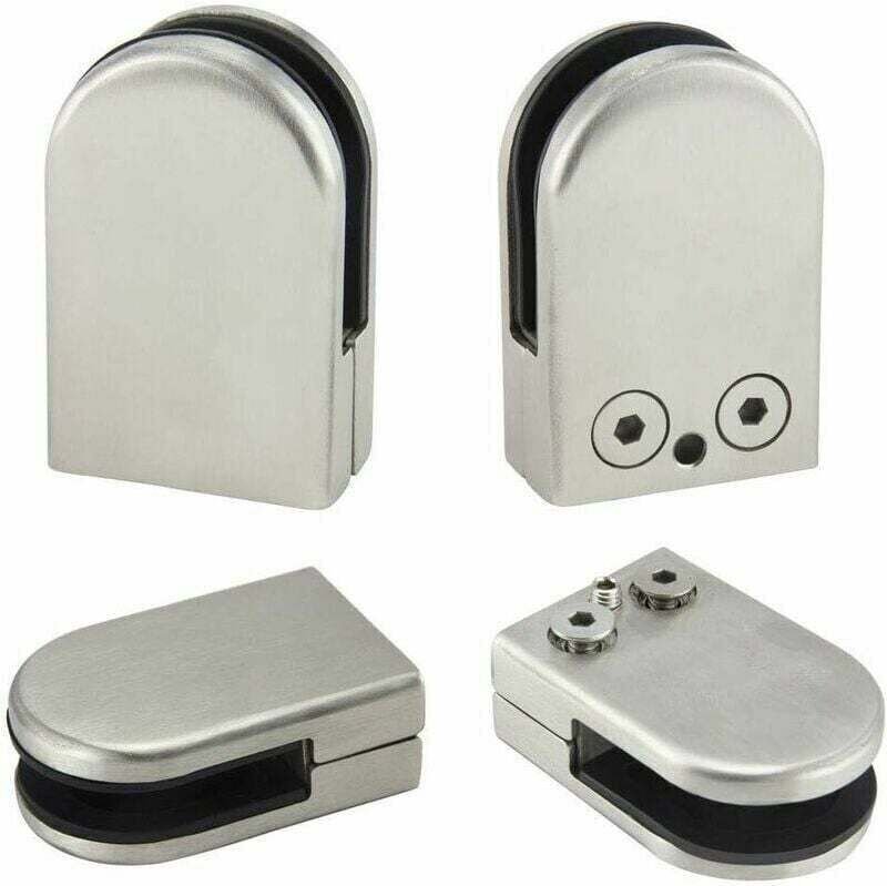 4er-Pack Glasklemmhalterungen, 6–8 mm, Edelstahl, Glasklemme, verstellbare Glashalter, Silber