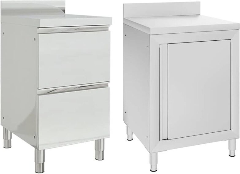 Maison Exclusive Gewerbliche Küchenschränke 2 Stk. Edelstahl