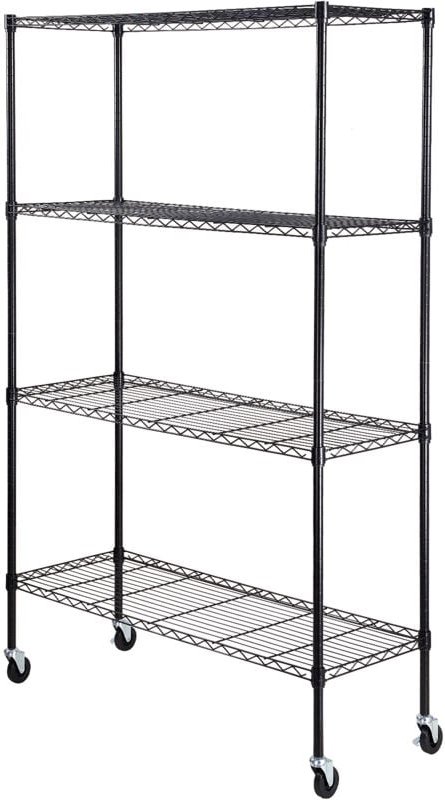 Lagerregal mit Rädern, 4-stufig verstellbar, 318 kg Tragkraft, robuste Garagenregale, Metall-Organizer-Drahtgestell, sch...