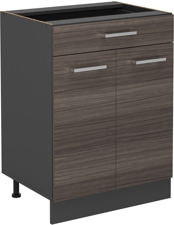 Küchenunterschrank R-Line, Edelgrau, 60 cm mit Schublade, ohne Arbeitsplatte Vicco