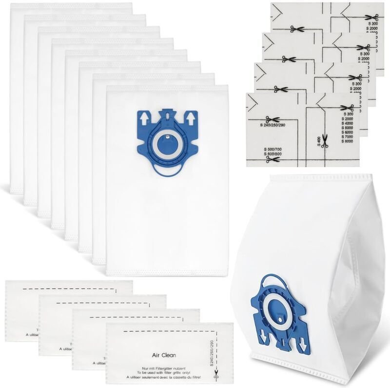 8 Miele Staubsaugerbeutel, kompatibel mit der Miele gn S2, S5 und S8 Serie, komplett mit C2/C3 und Classic C1. Inklusive...
