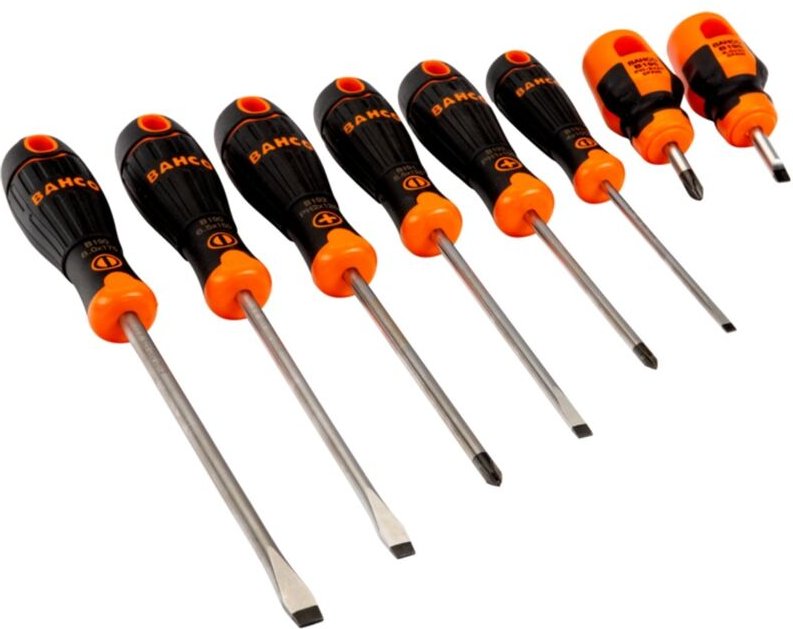 BahcoFIT Satz Schraubendreher für Schlitz- und Phillips-Schrauben mit Gummigriff - 8-tlg.