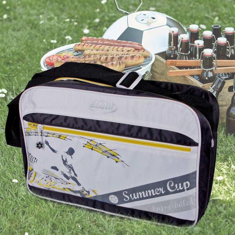 Kühltasche 12 Liter Umhängetasche blau Picknicktasche weiß, Tragegurt verstellbar Reißverschluss wasserdicht, Polyester ...