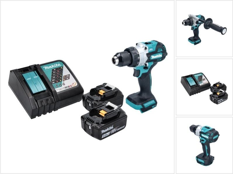 Dhp 486 rt Akku Schlagbohrschrauber 18 v 130 Nm Brushless + 2x Akku 5,0 Ah + Ladegerät - Makita