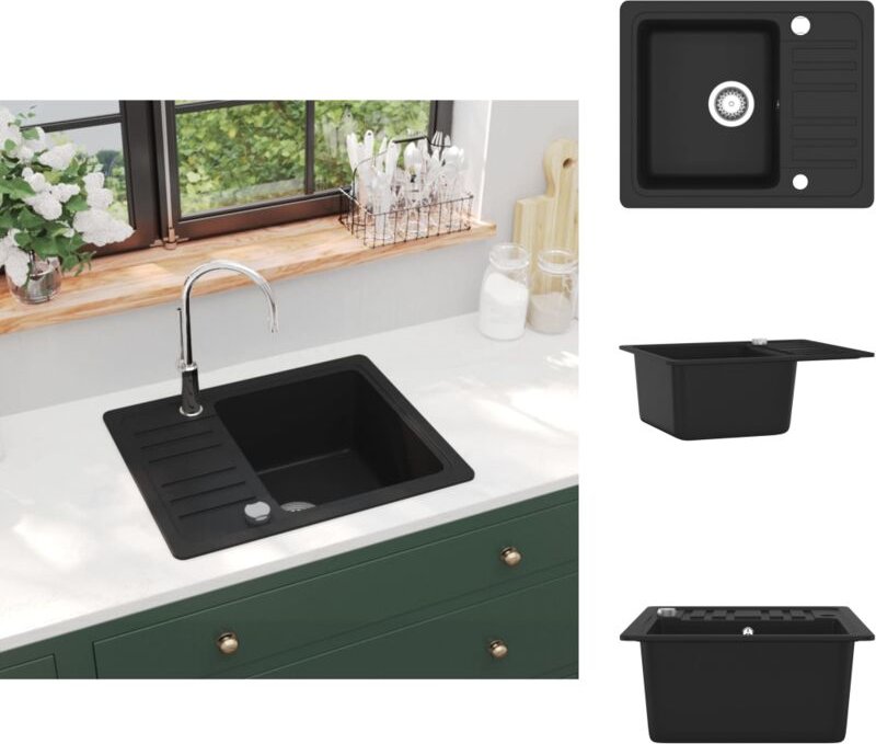 Vidaxl - Küchenspülen & Spülbecken - Living Granitspüle Einzelbecken Schwarz - Schwarz