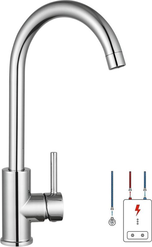 Thumbnail - Niederdruck Wasserhahn Küchenarmatur 360° Drehbar Küche Mischbatterie für Untertischgerät Einhebelmischer Küchenwasserha...