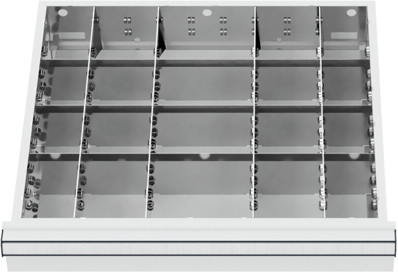 Schubladeneinteilung Metalleinteilung blh 100/125 mm Innenmaß 500x450 mm 20 Fächer 6 x tw 75 - Stier