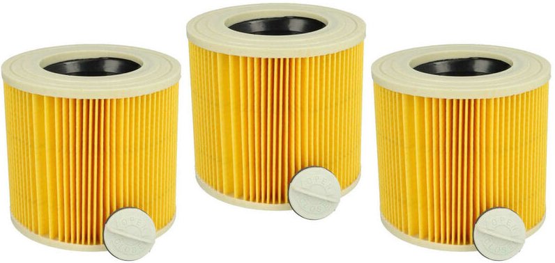 Filterset 3x Faltenfilter kompatibel mit Kärcher Powerplus pow x 323 Nass- & Trockensauger - Filter, Patronenfilter, Gel...