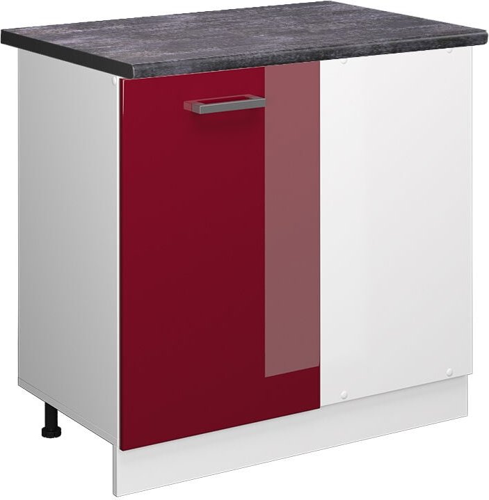 Vicco - Eckunterschrank R-Line, Bordeaux Hochglanz, 86 cm, ap Anthrazit