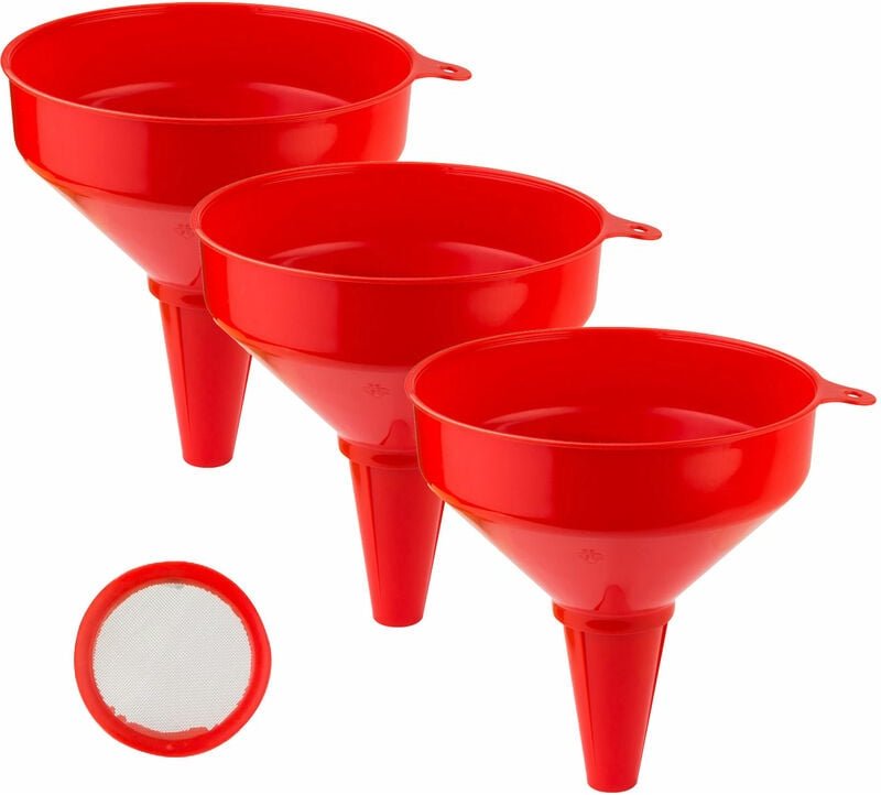 Kunststoff Trichter ø 20cm 3x Set Edelstahlsieb Industrietrichter Benzintrichter