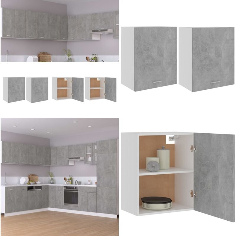 Hängeschränke 2 Stk. Betongrau 50x31x60 cm Holzwerkstoff - Küchenschränke - Hängeschränke - Betongrau - Holzwerkstoff - ...