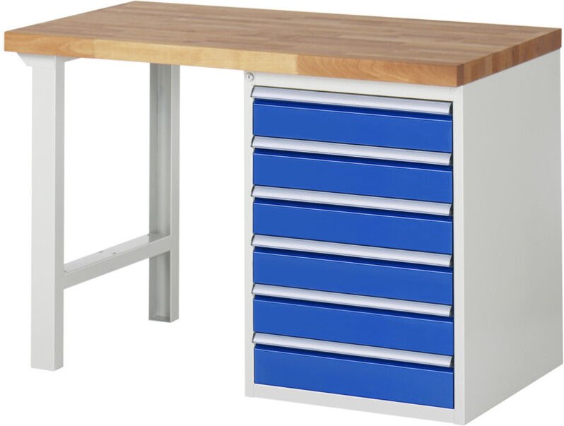 Werkbank 7516A1, B1250xT700xH890mm, 6x Schublade-TA - RAU