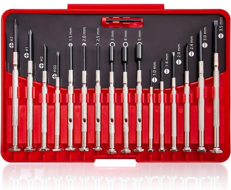 16-teiliges kleines Schraubendreher-Set, Brillenreparatur-Set, Uhrenwerkzeug-Set mit Uhrmacherlupe, Präzisionsmechaniker...