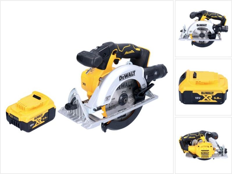 Dcs 565 n Akku Handkreissäge 18 v 165 mm Brushless + 1x Akku 5,0 Ah - ohne Ladegerät - Dewalt