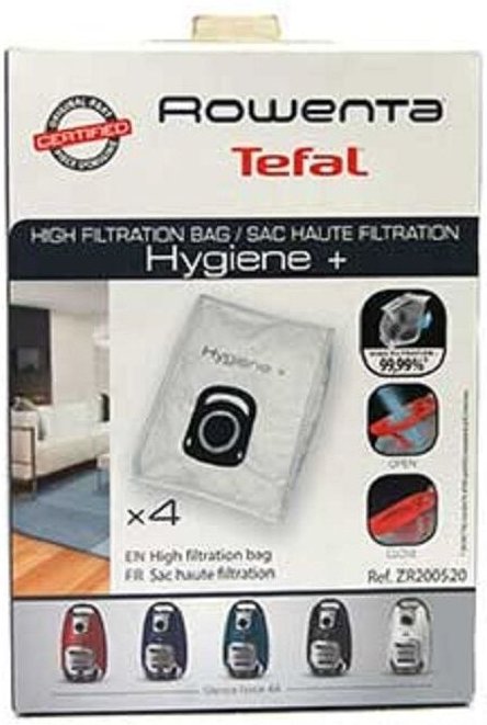 Schachtel mit 4 Hygienbeutel + Stille Kraft für Rowenta Staubsaugerin