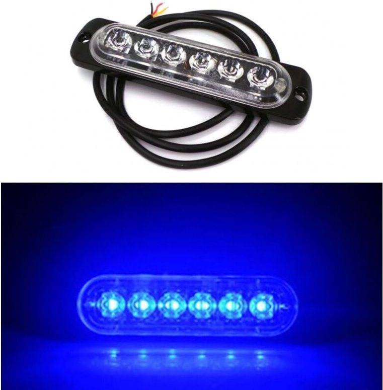 Blitz-Begrenzungsleuchte 6 LED 12V-24V, blau