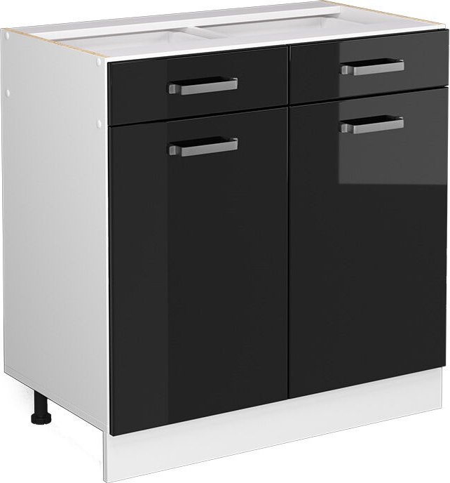 Vicco - Küchenunterschrank R-Line, Schwarz Hochglanz, 80 cm ohne Arbeitsplatte