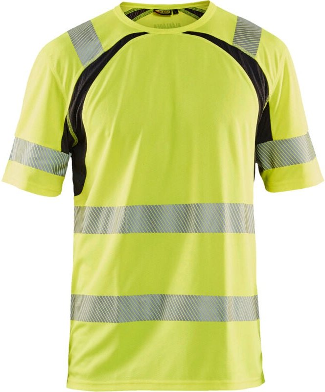 Arbeits-T-Shirt mit UV-Schutz und hoher Sichtbarkeit 3397 – Neon-Gelb/Schwarz L