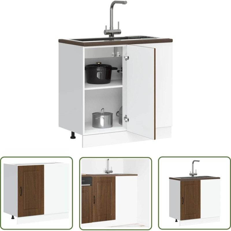 The Living Store - vidaXL Küchenunterschrank Kalmar Braun Eichen-Optik Holzwerkstoff