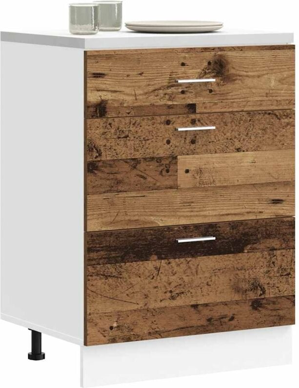 Küchenunterschrank Lyon Altholz-Optik Holzwerkstoff Vidaxl