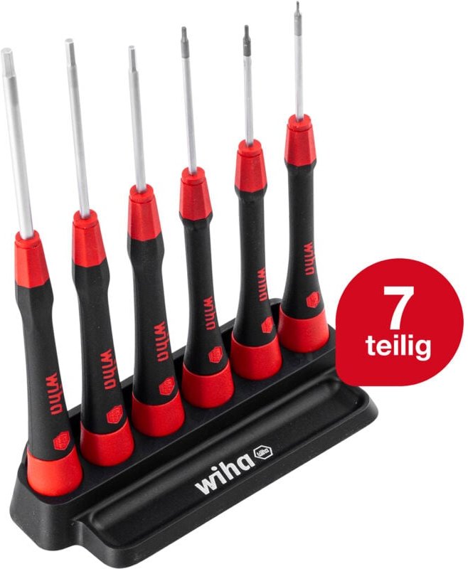 Wiha Feinschraubendreher Set PicoFinish® (42992) 7-tlg. Innensechskant I Präzisionsschraubendreher mit Halter I Uhrmache...