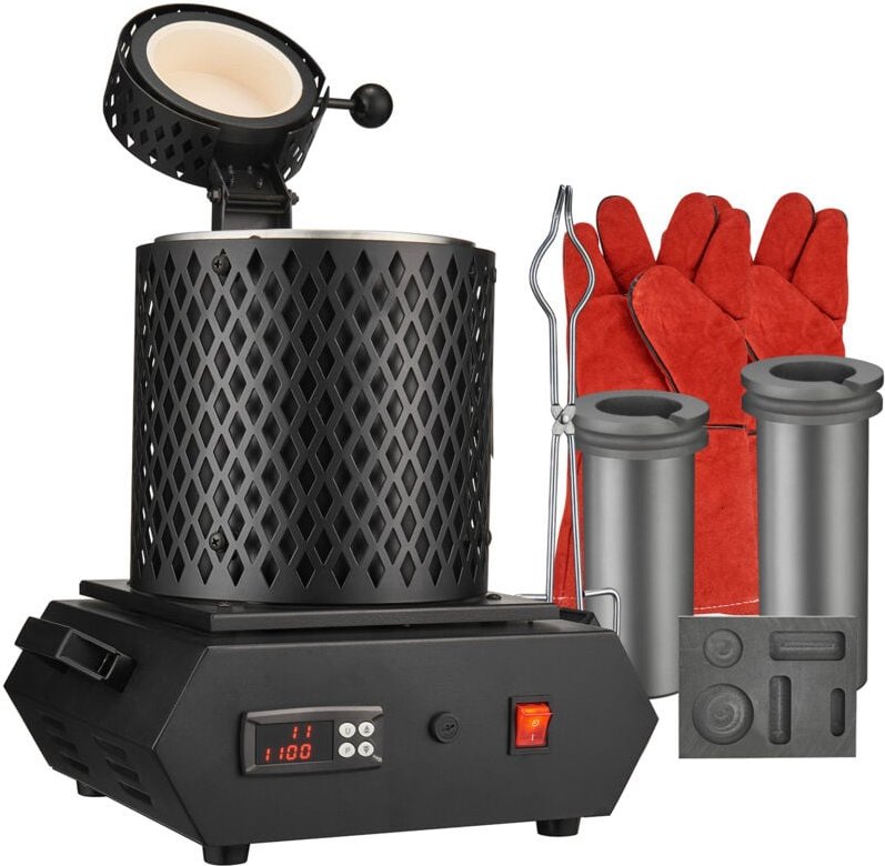 Mophorn - 1350W Goldschmelzofen. Digitale Steuerung. Max. Temperatur 2102℉/1150℃. Wird mit 1 kg und 3 kg Graphittiegeln ...