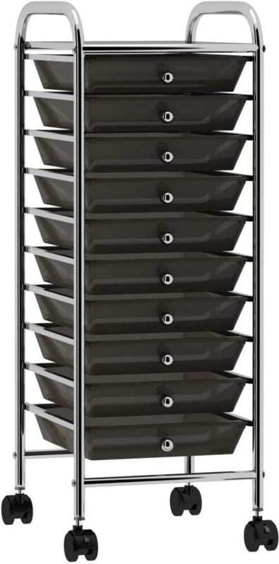 Schubladenwagen mit 10 Schubladen Schwarz Kunststoff Vidaxl