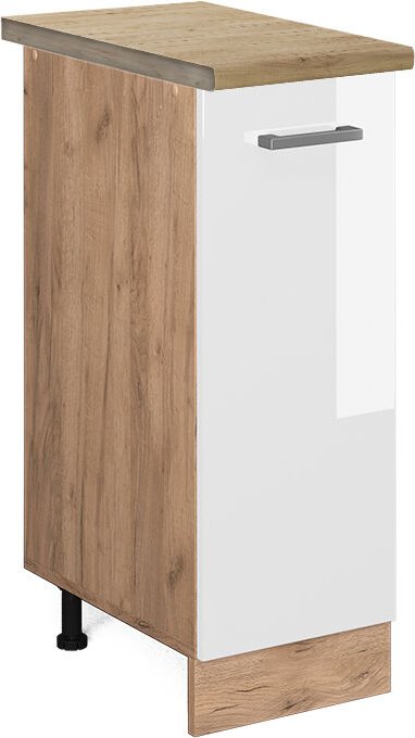 Vicco - Apothekerschrank R-Line, Weiß Hochglanz, 30 cm , ap Eiche