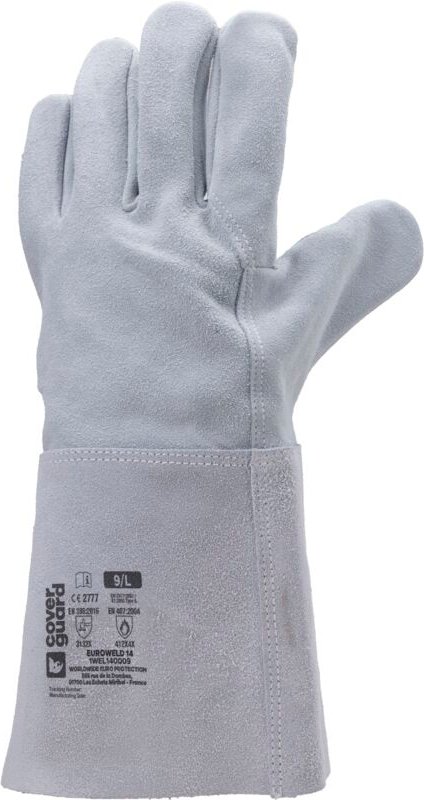Satz mit 10 Paar Schweißhandschuhe EUROWELD 140 TIG RINDERINDEN MANCH 15CM 2514 Größe 11