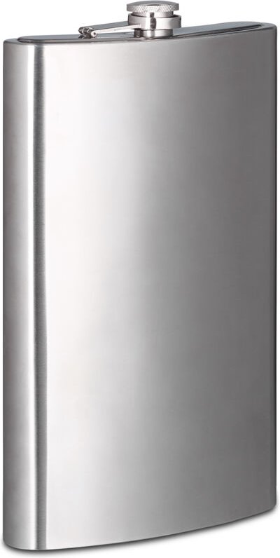 2x Flachmann xxl aus Edelstahl, Riesen Flachmann mit 1800 ml Fassungsvolumen, klassisches Flachmann-Design, silber