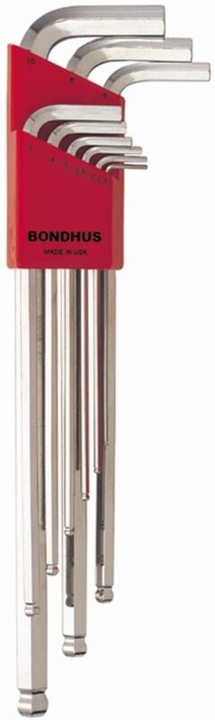 Set mit 9 BriteGuard™ Winkelschlüsseln Kugelspitze in metrisch 1,5-10mm Bondhus 17099