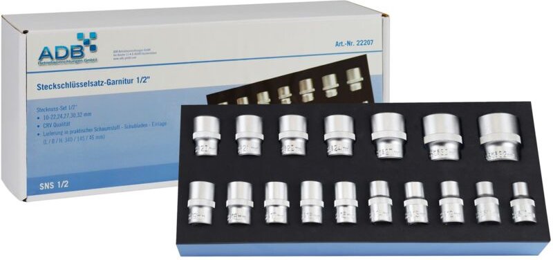 Werkzeugeinlage Werkstattwagen Einlage Steckschlüssel 1/2 Zoll 18-teilig - ADB