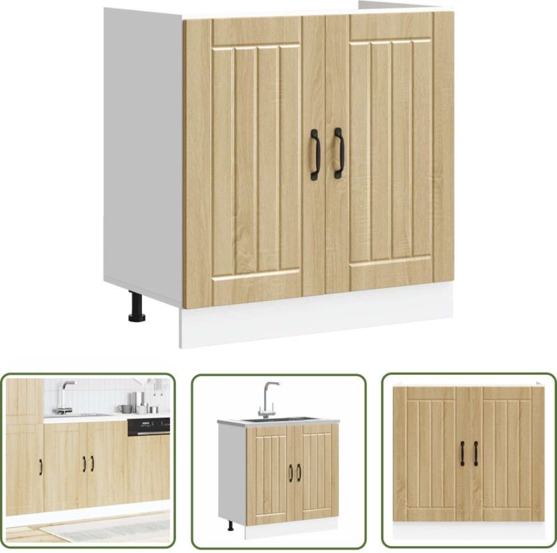 The Living Store - vidaXL Spülenunterschrank Lucca Sonoma-Eiche Holzwerkstoff
