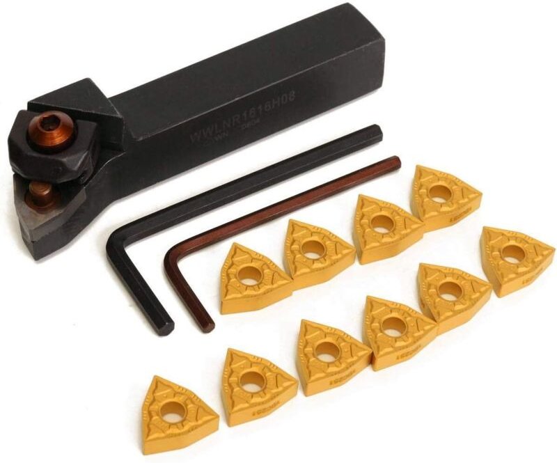 16 x 100 mm Wendeschneidplatten-Drehwerkzeughalter mit 10 Einsätzen WWLNR1616H08 und WNMG0804 Einsätze 111100