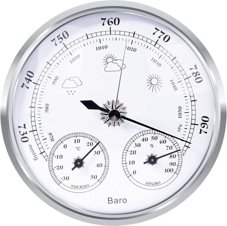 Analoge Wetterstation – Analoge Wetterstation für drinnen und draußen – bestehend aus Barometer, Thermometer und Hygrome...