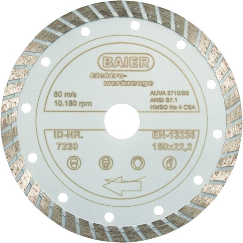 Baier - Diamantscheibe Turbo (All)Round 125 x 22,2 mm, weiß graviert