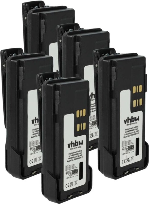Thumbnail - 5x Akku Ersatz für Motorola PMNN4489A, PMNN4448, PMNN4412 für Funkgerät, Walkie Talkie (3000 mAh, 7,4 v, Li-Ion) + Gürte...