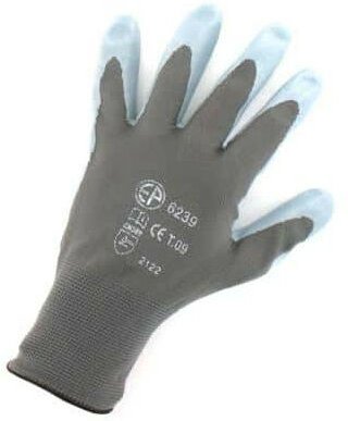 Polyamid grau Handschuhe Nitril-Palme Größe l / 9 ep 6239