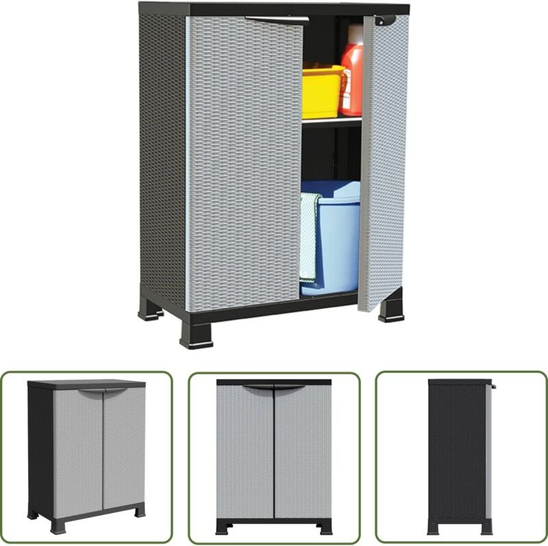 Kunststoffschrank 68x39x92 cm Rattan-Design - Aufbewahrungsbox - Garderobe - Schuhschrank - Werkzeugschrank - Plastikmöb...