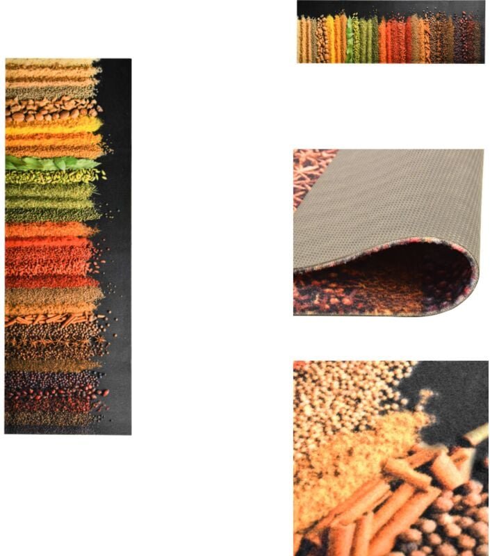 Küchenbodenmatte Waschbar Gewürze 45x150 cm - Teppich - Küchenfußmatte - Türmatte - Wohnraumteppich - Samtteppich