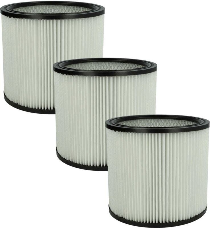 3x Faltenfilter kompatibel mit ShopVac Classic 20 Inox, 20 Staubsauger - Filter, Patronenfilter, schwarz weiß - Vhbw