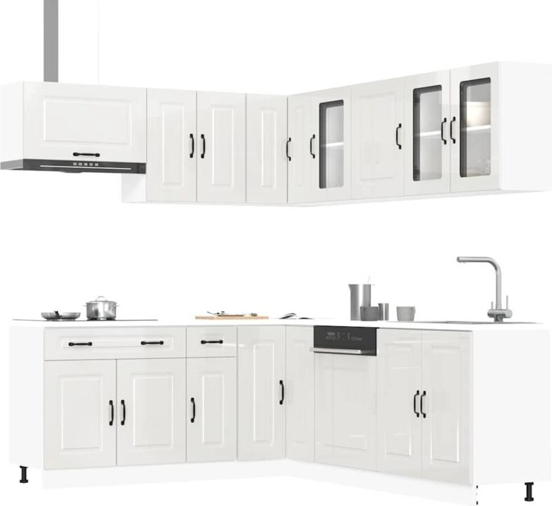 11-tlg. Küchenschrank-Set Kalmar Hochglanz-Weiß Holzwerkstoff Vidaxl