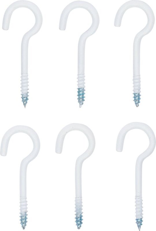 Schraubhaken-Sortiment weiß kunststoffummantelt 60 mm 6-tlg.