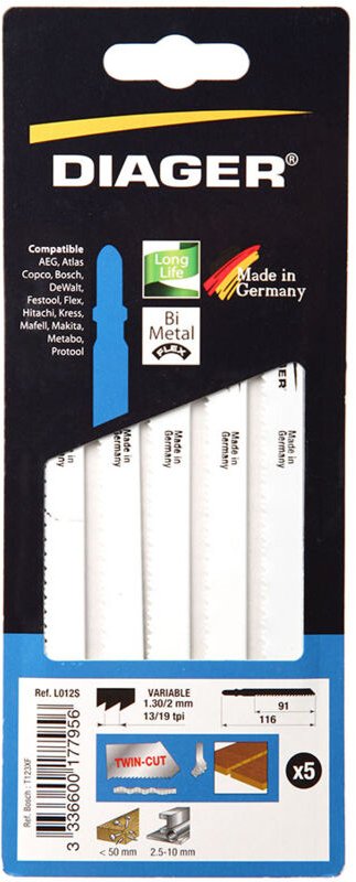 5er-Pack Stichsägeblätter für Holz mit Nieten - L012S