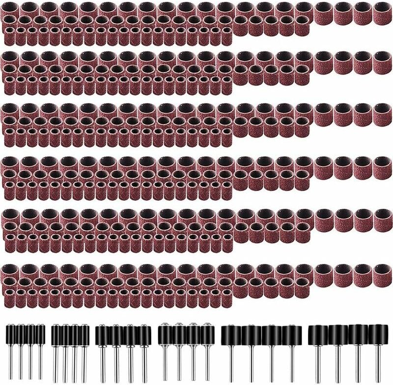 Schleiftrommel mit 360 Stück Schleifbändern und 24 Stück Trommeldorn für Dremel Rotationswerkzeuge