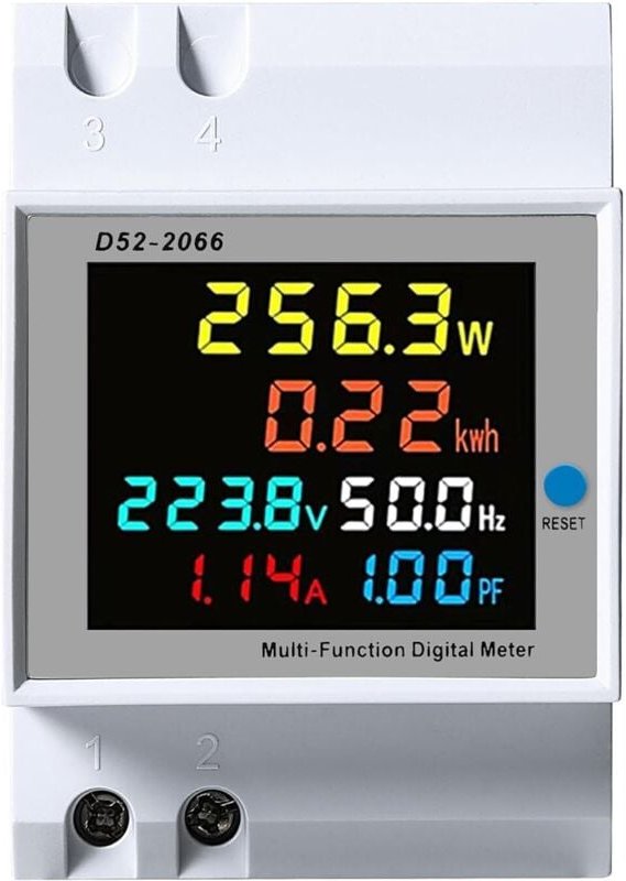 Sollbry - Energiezähler, einphasiges elektrisches DIN-Schienen-KWH-Messgerät, AC40–300 v, 100 a, Strom, Volt, Ampere, Wa...