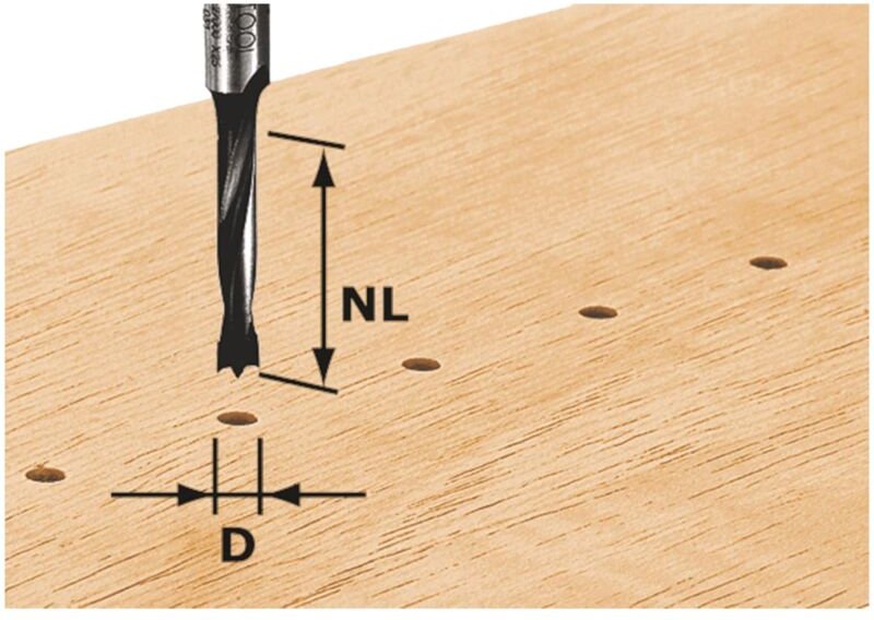 Hw D3/16 Dübelbohrer 3 x 16 x 55 x 8 mm ( 491065 ) für Oberfräse of 900, of 1000, of 1010, of 1010 r, of 1400 - Festool