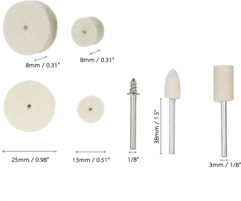 129-teiliges Polierscheiben-Zubehör aus Wollfilz für Werkzeuge – professionell für Metall und Schmuck