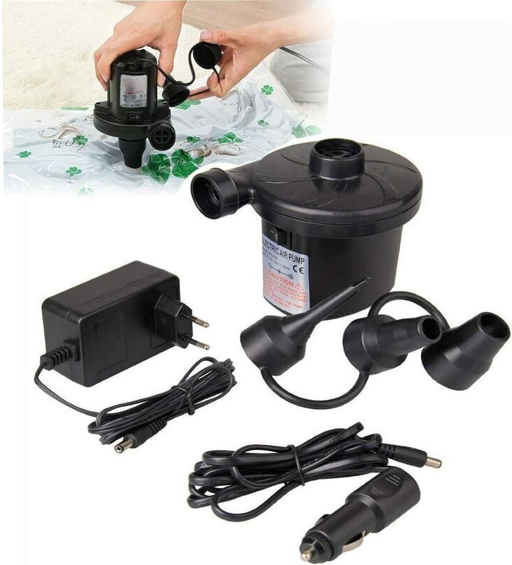 Elektrische Luftpumpe, tragbarer elektrischer Luftpumpen-Inflator, AC 220-240 V elektrischer Inflator/Deflator mit 3 Düs...